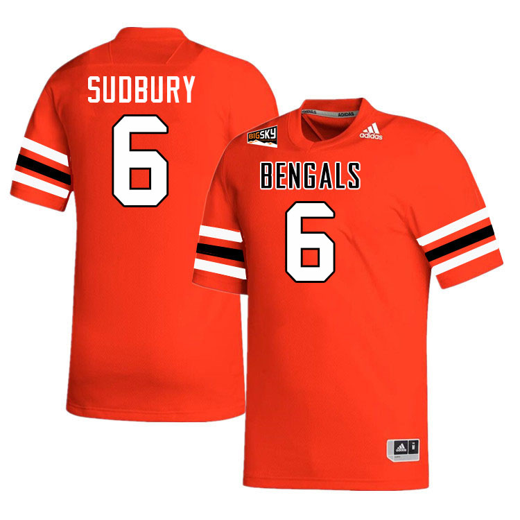 Idaho State Bengals #6 Carson Sudbury College Football Jerseys,Uniforms Stitched-Orange